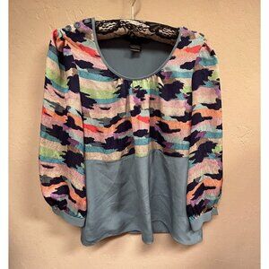 Marc by Marc Jacobs Multicolor Camouflage Puff Sleeve Top Size 4 Shoulder Button